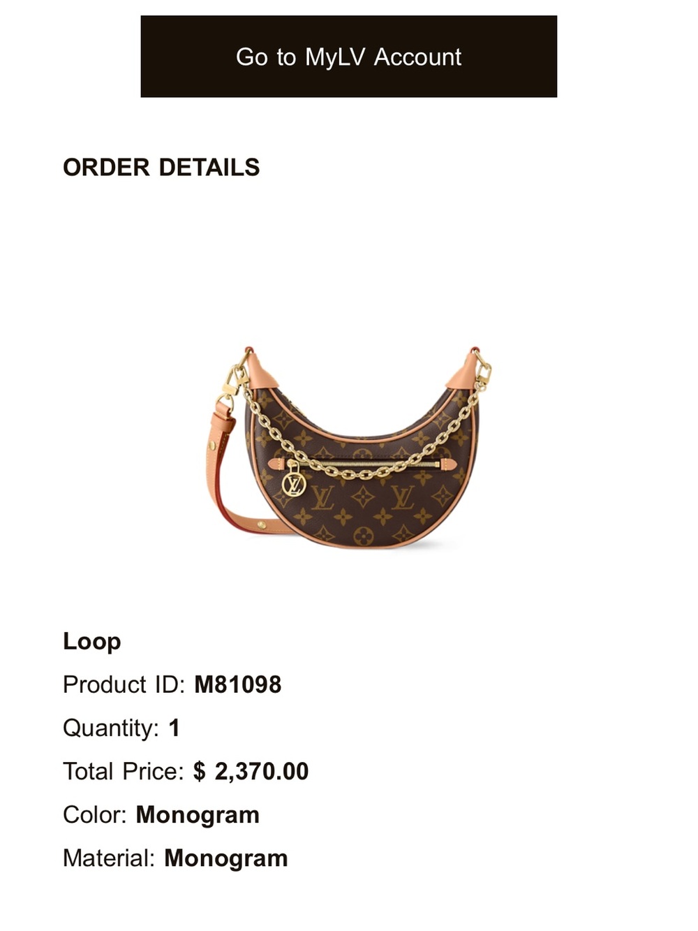 Louis Vuitton Monogram Crescent Shoulder Bag with Gold Chain - Picture 2 of 2